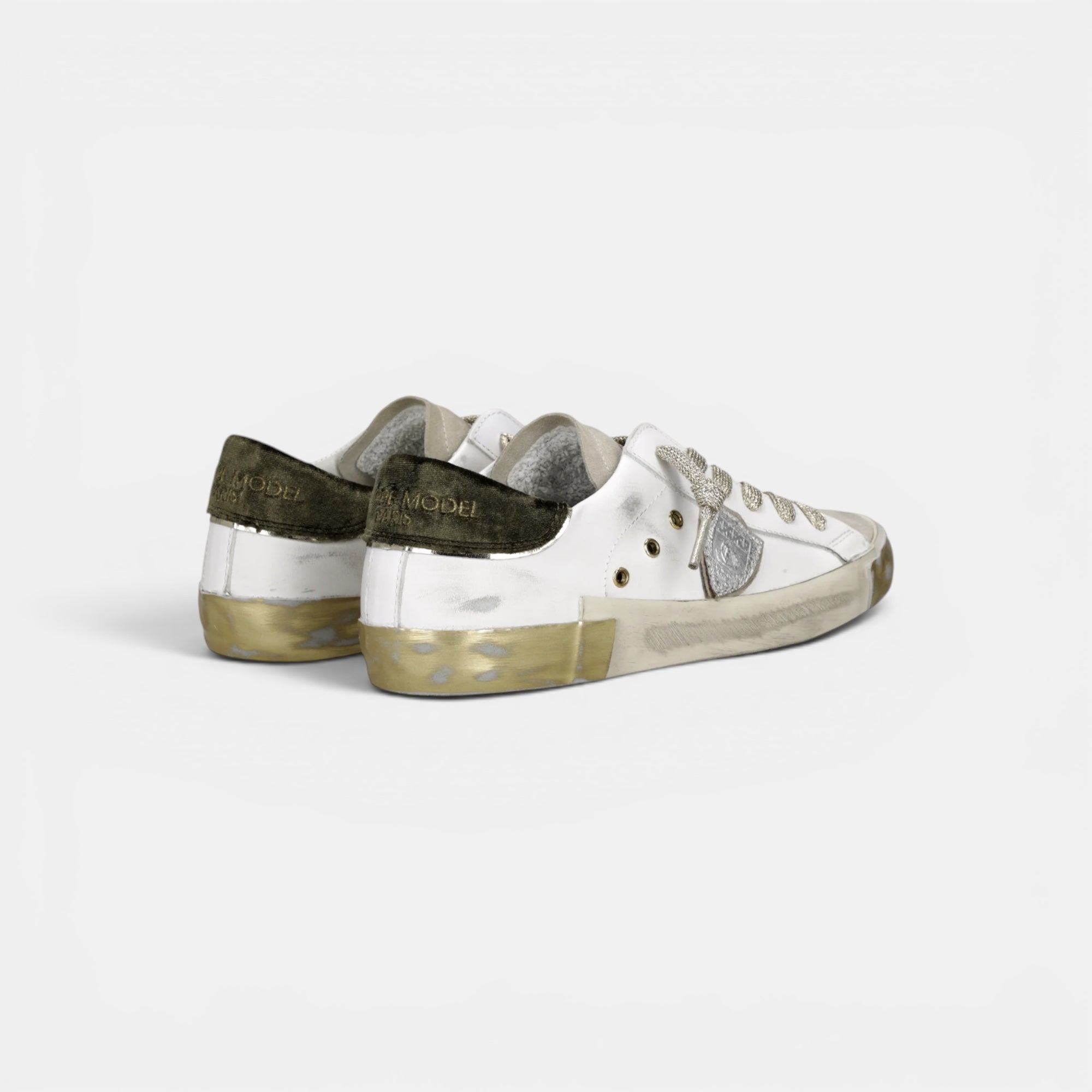 Baskets Prsx, Blanc et Vert Militaire