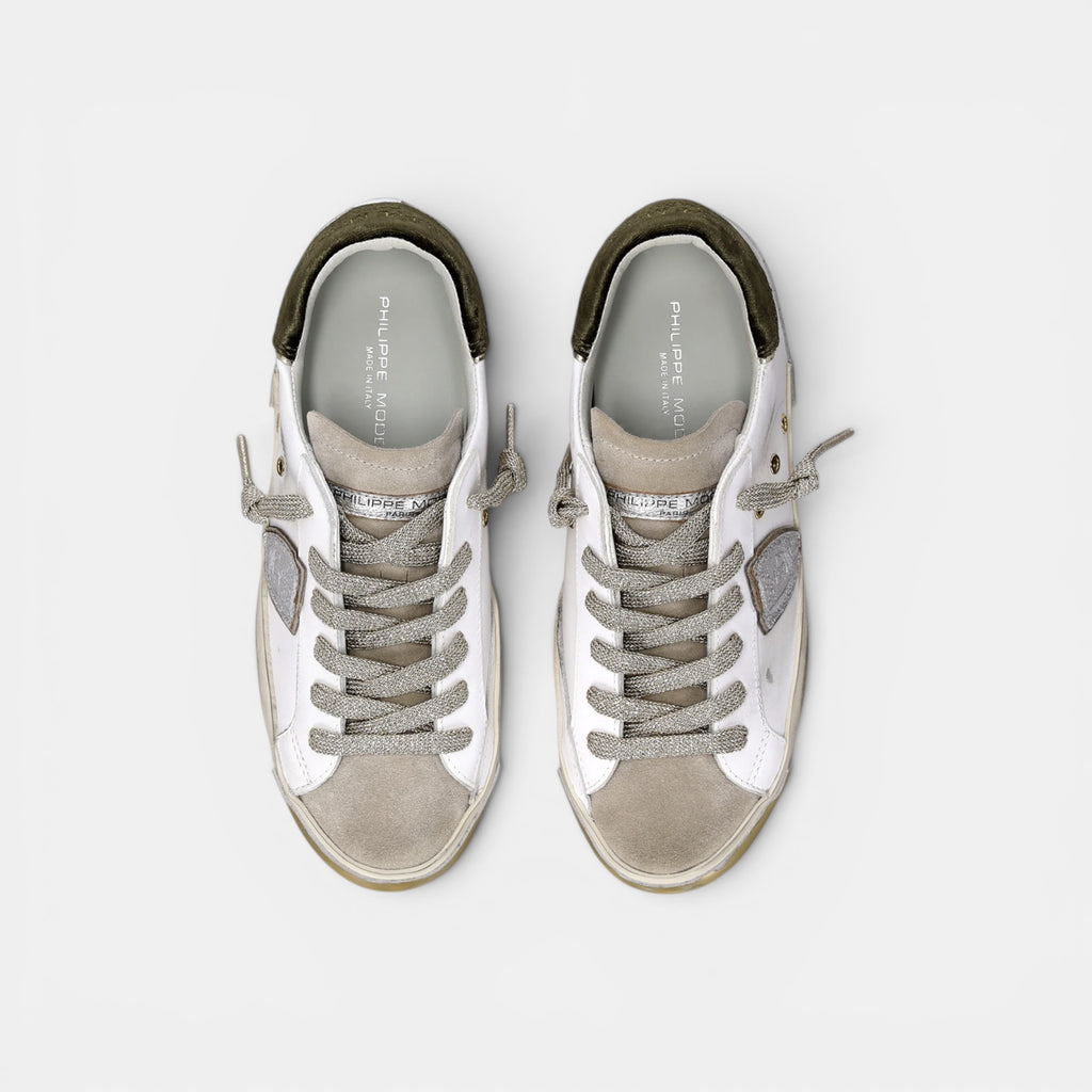 Baskets Prsx, Blanc et Vert Militaire