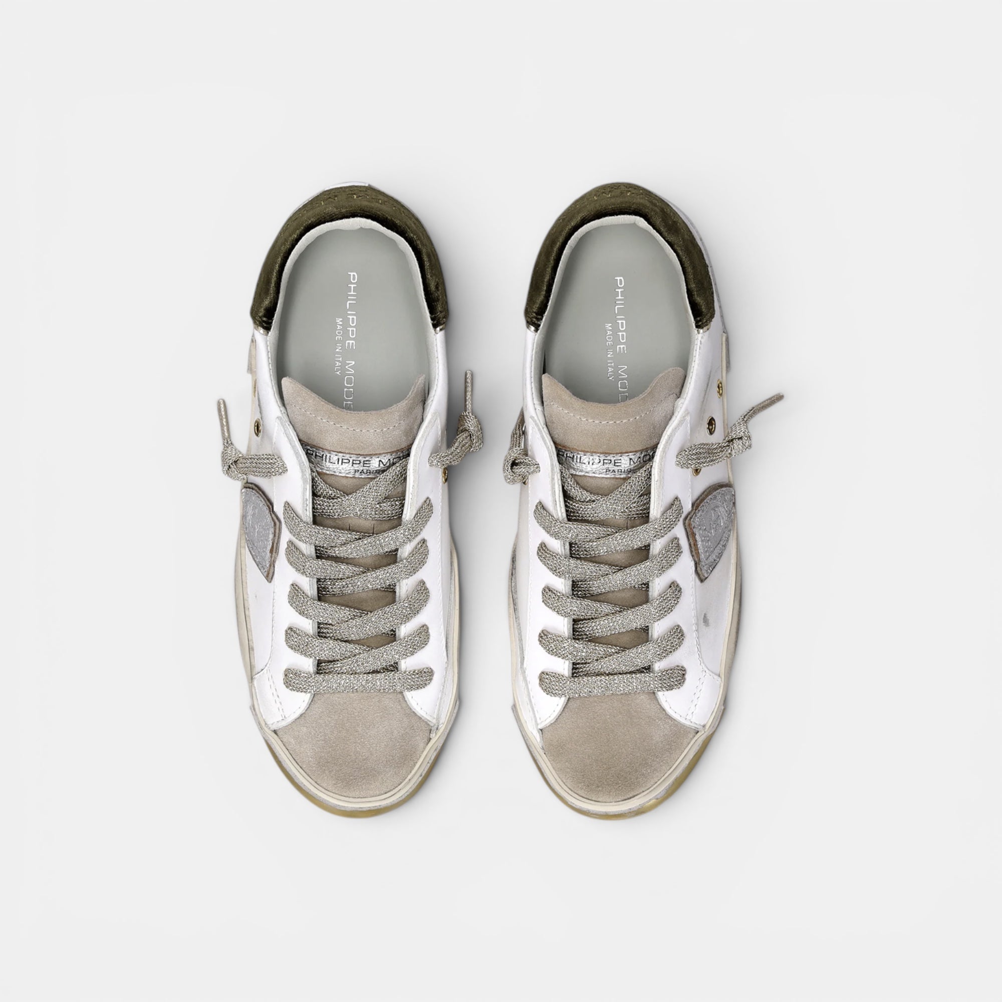 Baskets Prsx, Blanc et Vert Militaire