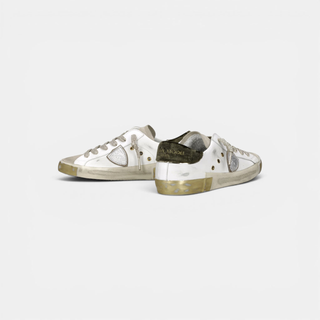 Baskets Prsx, Blanc et Vert Militaire