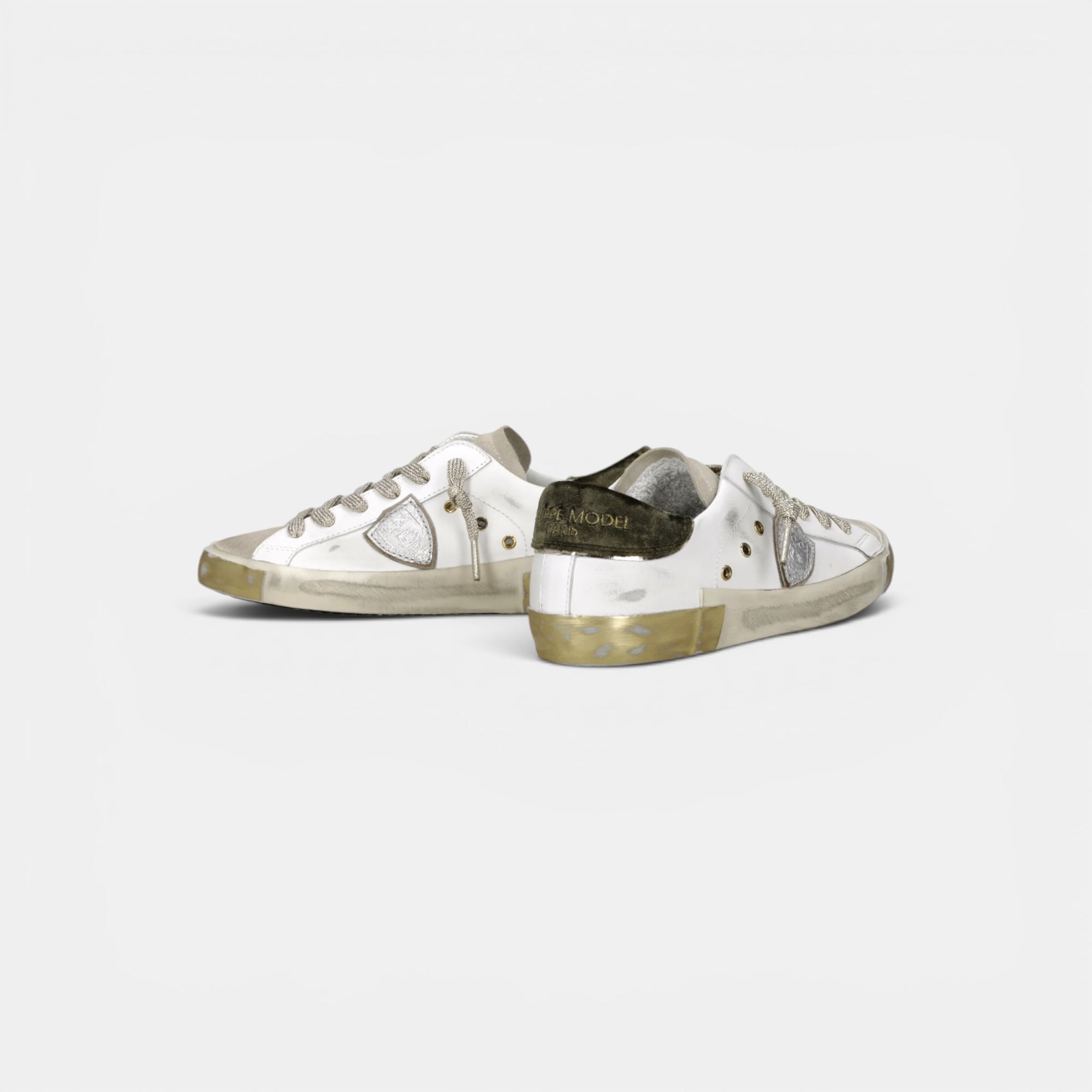 Baskets Prsx, Blanc et Vert Militaire