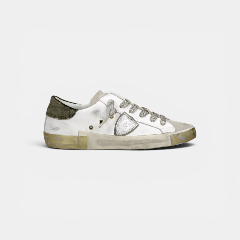 Baskets Prsx, Blanc et Vert Militaire