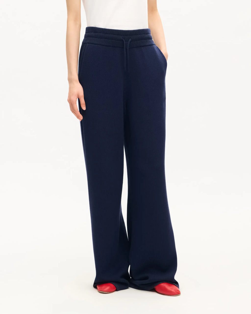 Pantalon droit coton et laine