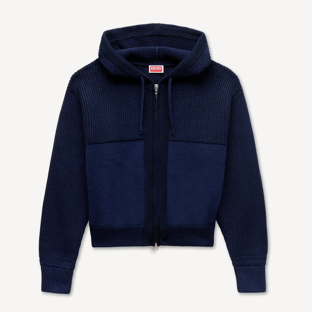 Sweat-shirt à capuche en maille coton et laine