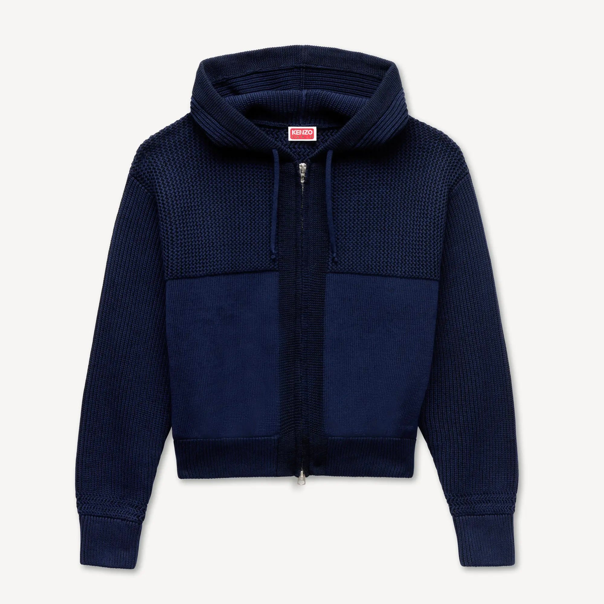Sweat-shirt à capuche en maille coton et laine