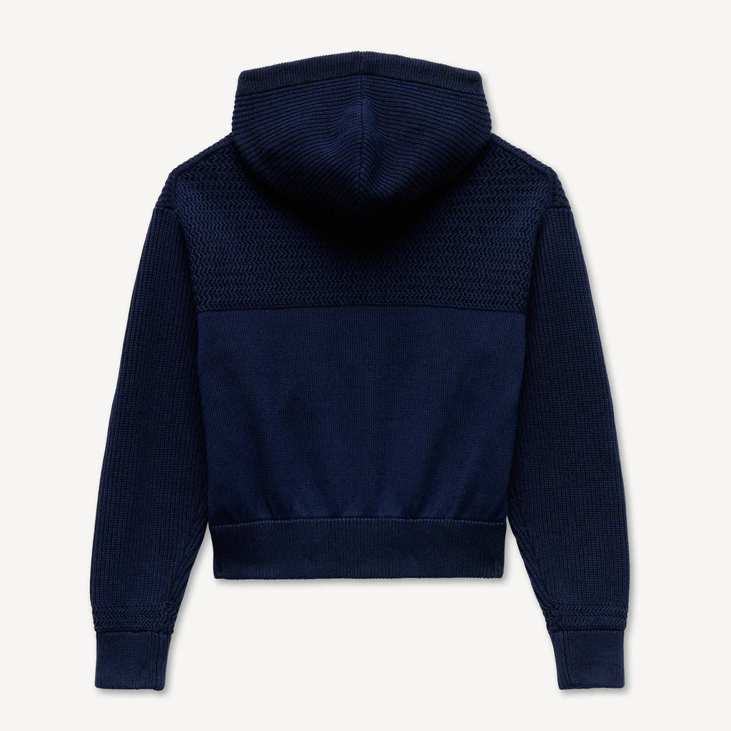 Sweat-shirt à capuche en maille coton et laine
