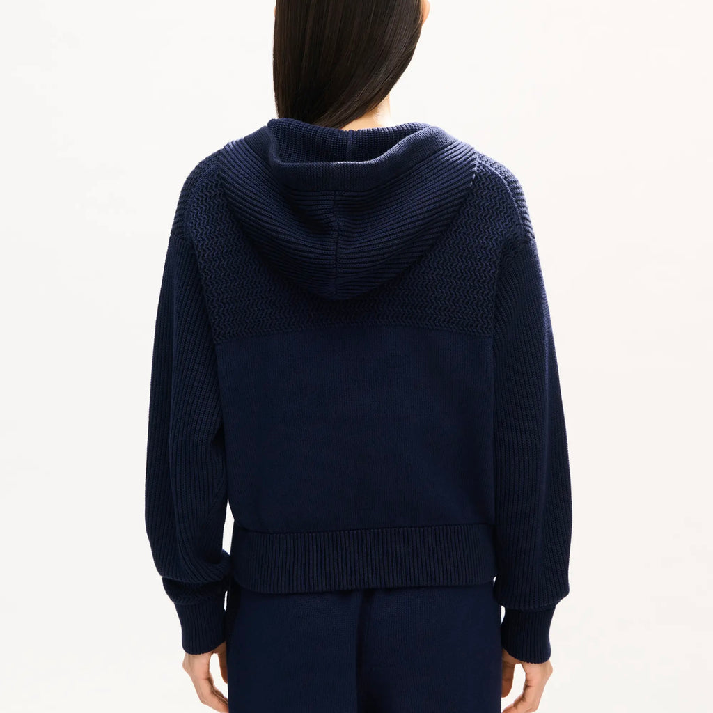 Sweat-shirt à capuche en maille coton et laine