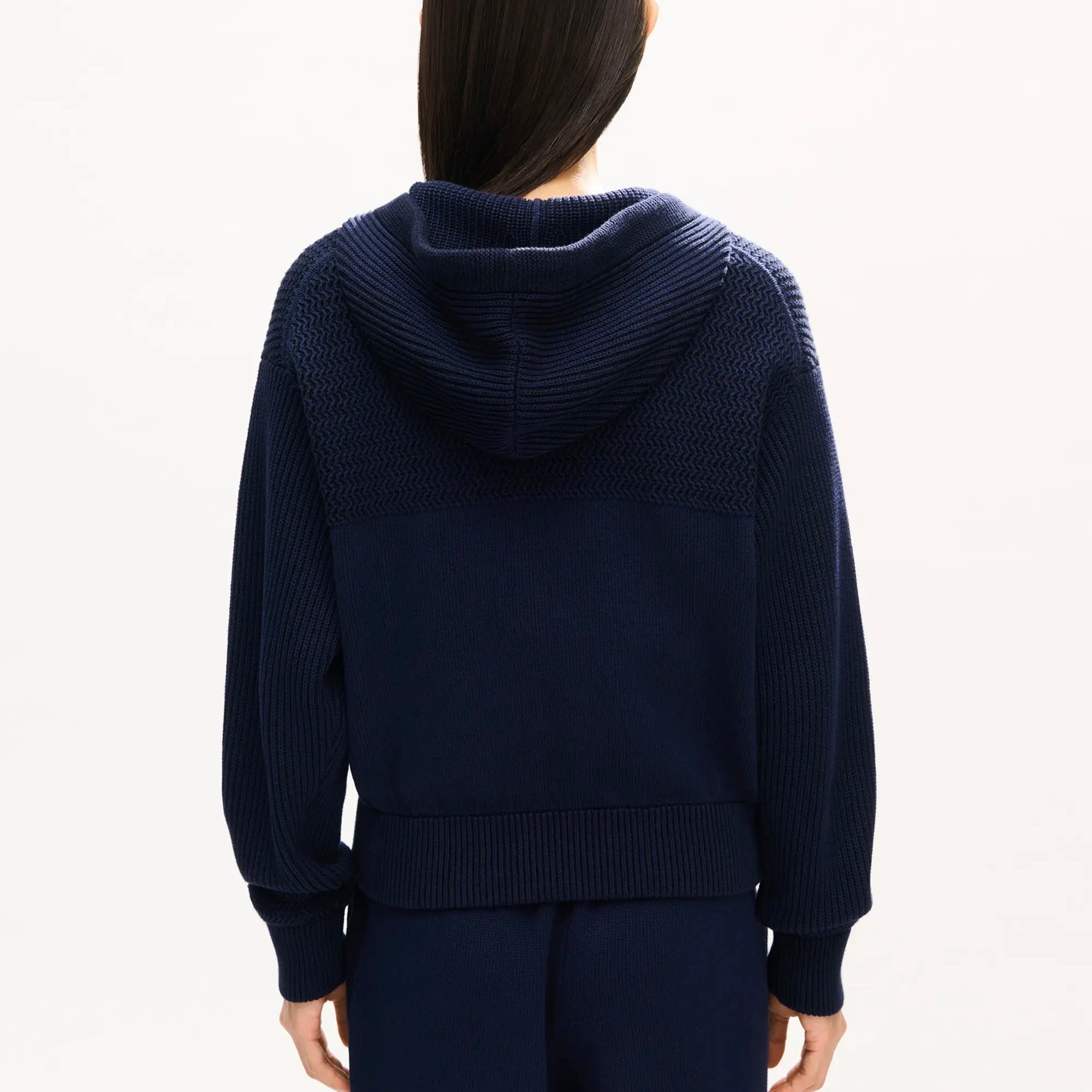Sweat-shirt à capuche en maille coton et laine