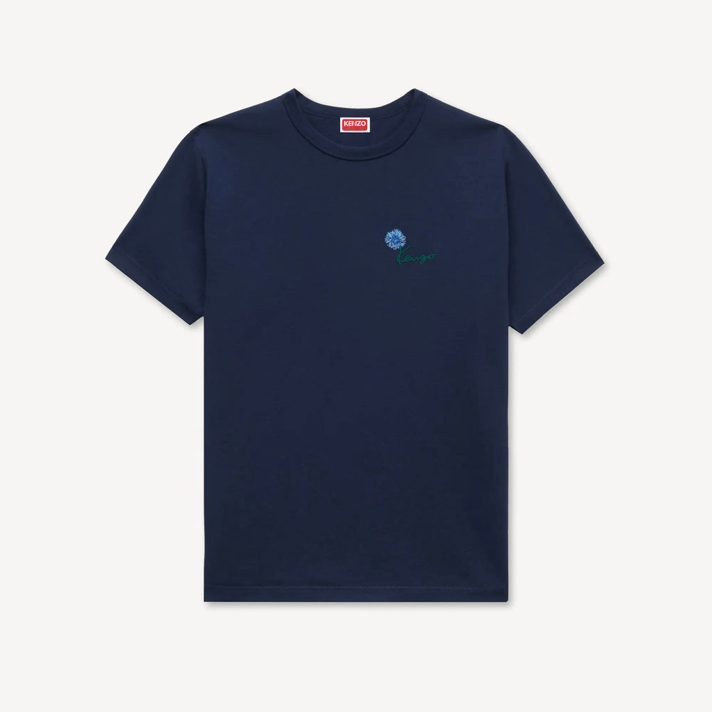 Tee shirt bleu brodé Tulip en coton