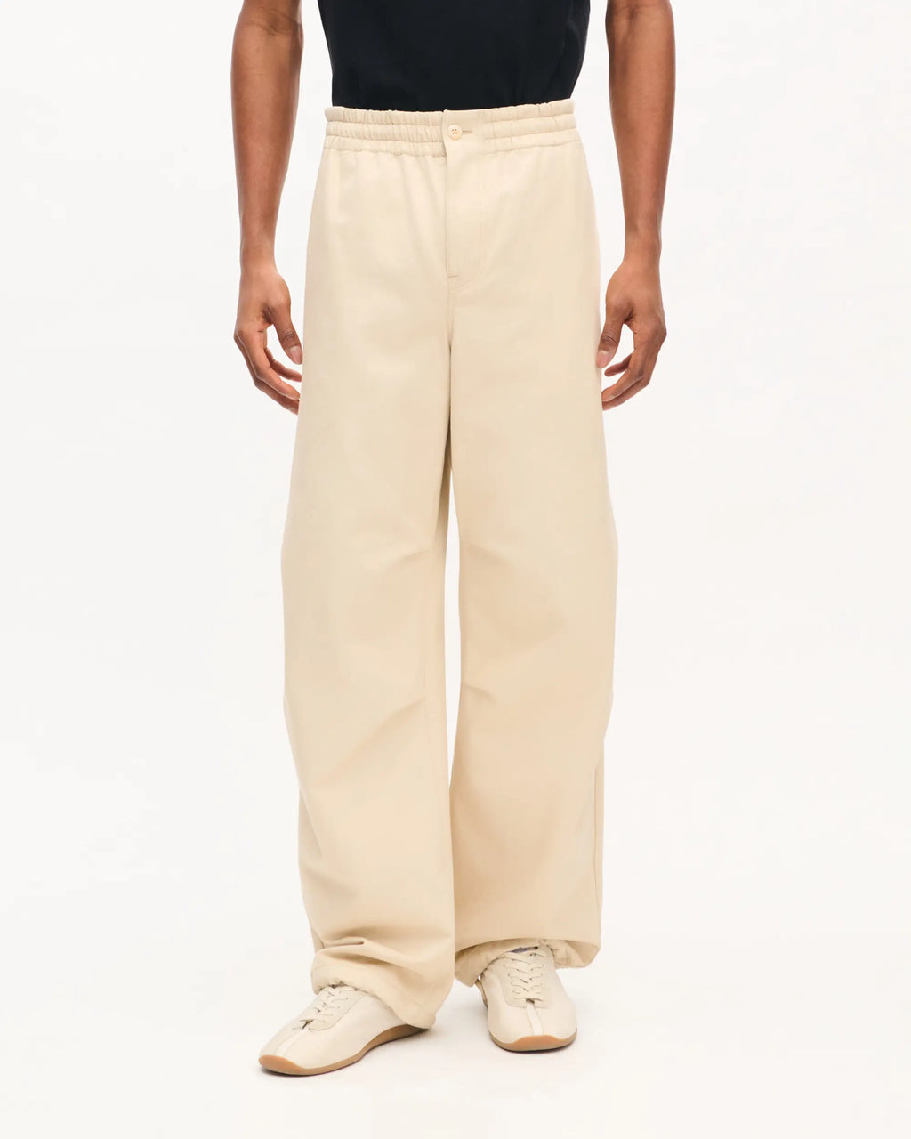 Pantalon élastiqué en coton à chevrons