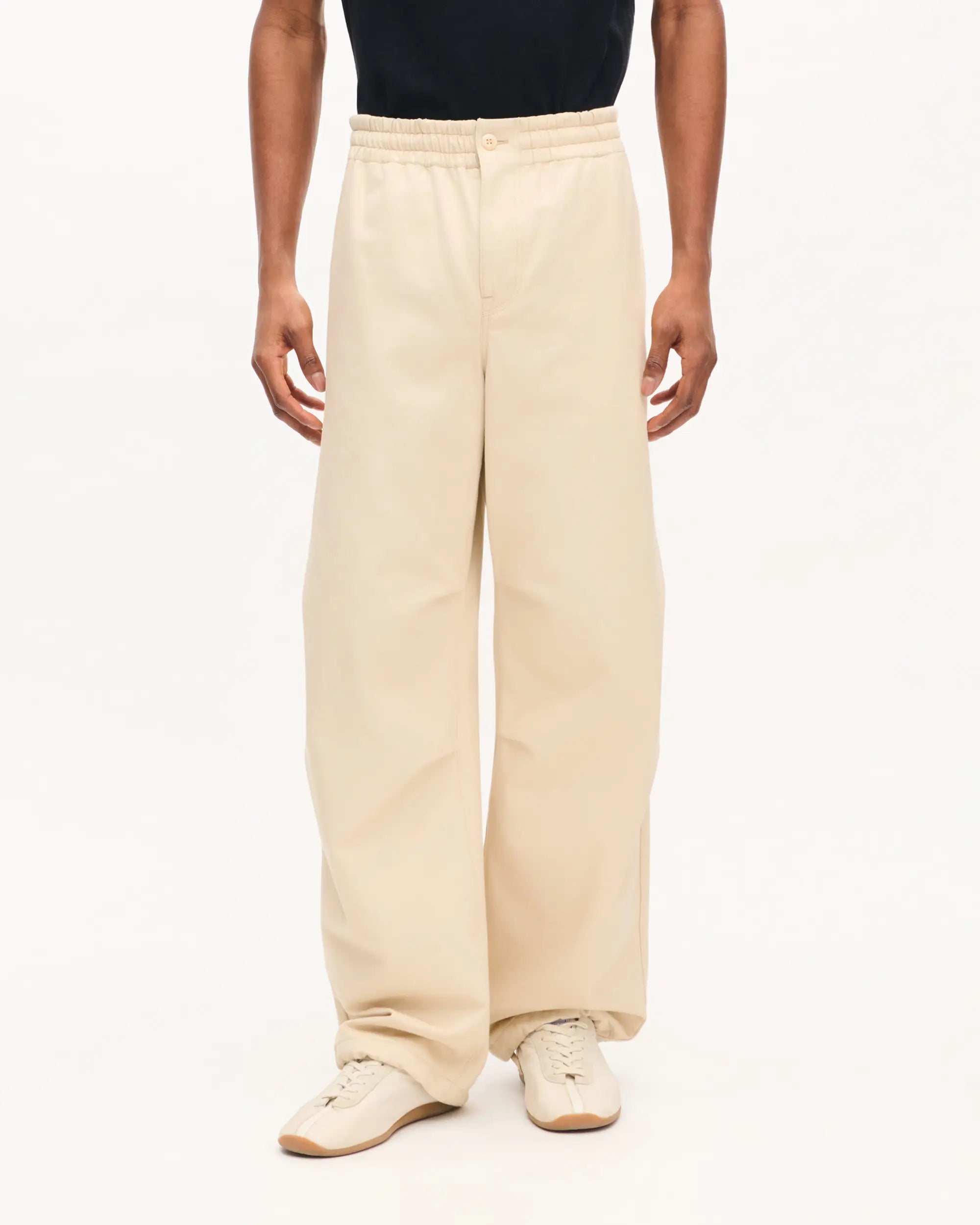 Pantalon élastiqué en coton à chevrons