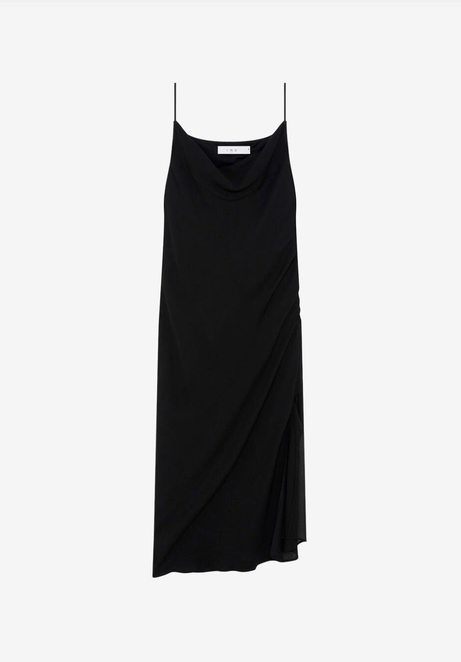 Robe longue à col bénitier noire Opalia