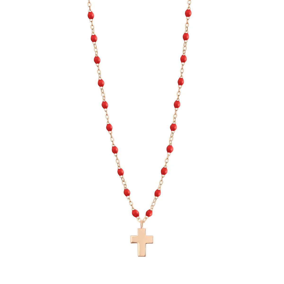 Collier coquelicot croix classique