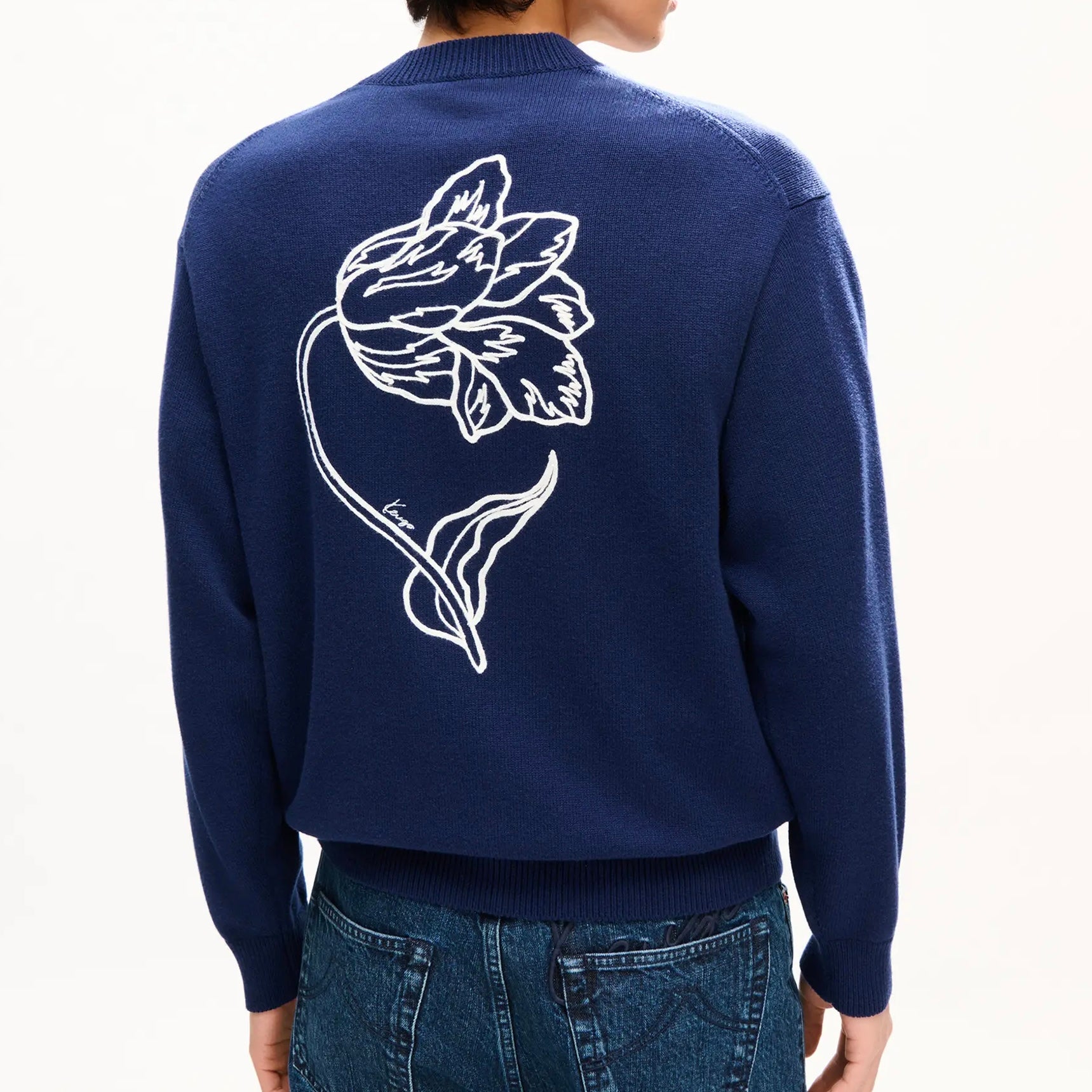Cardigan brodé « Kenzo Tulip » en laine et coton effet éponge