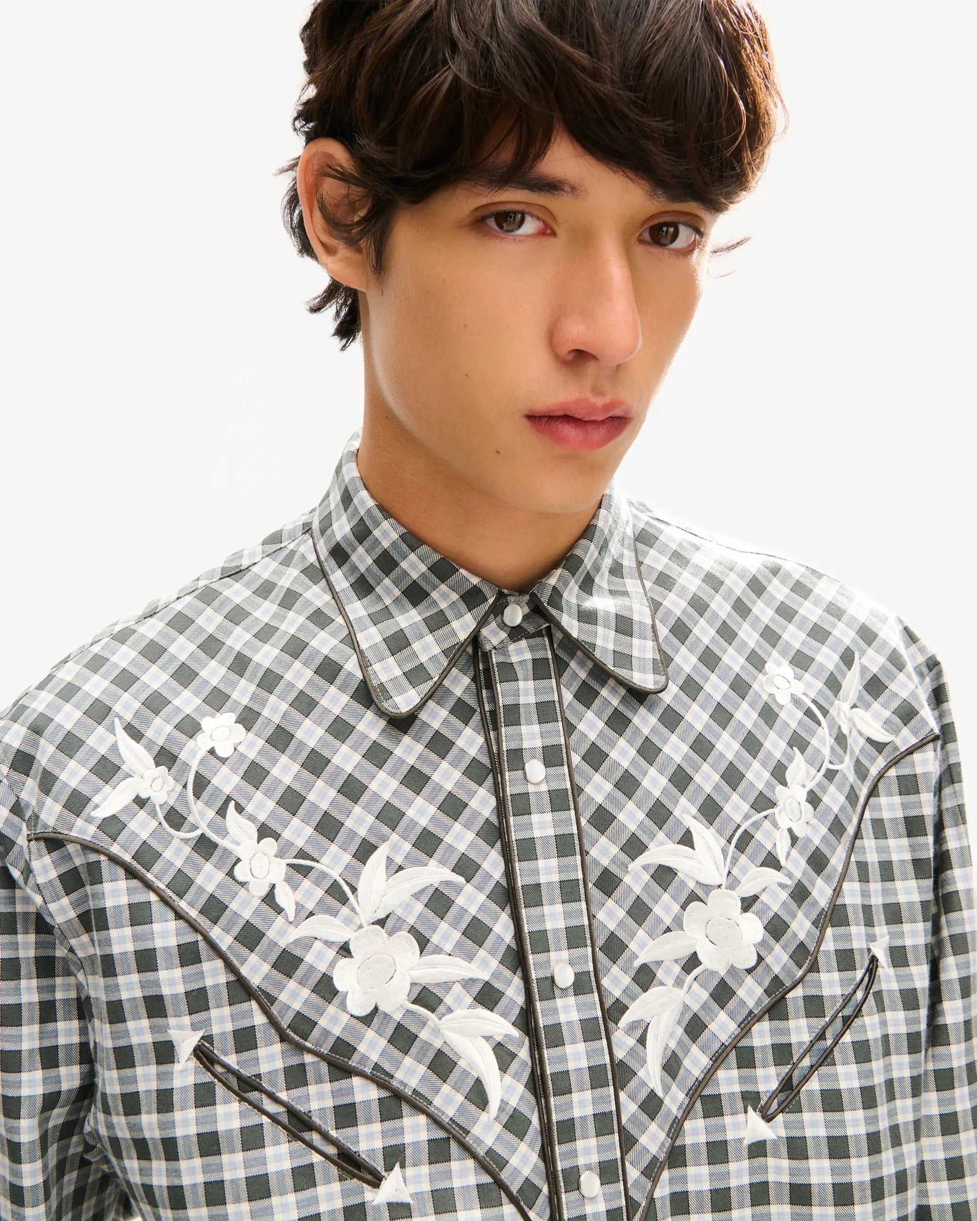 Chemise western brodée Kenzo Wildflower en coton et laine