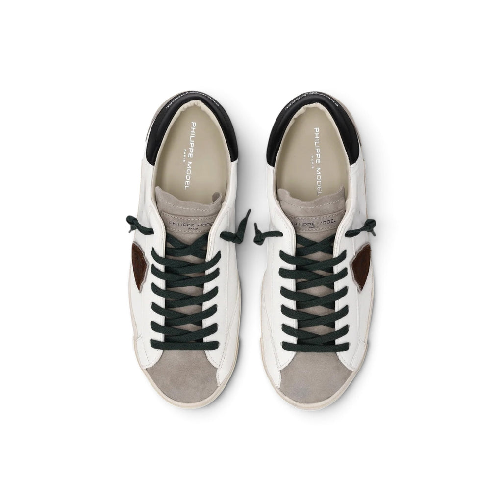 Baskets Prsx Homme, Blanc Noir et Gris