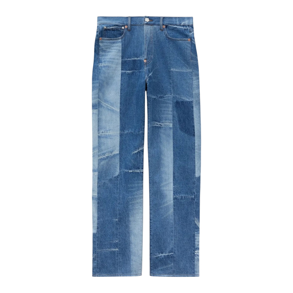 Jean droit patchwork en denim japonais