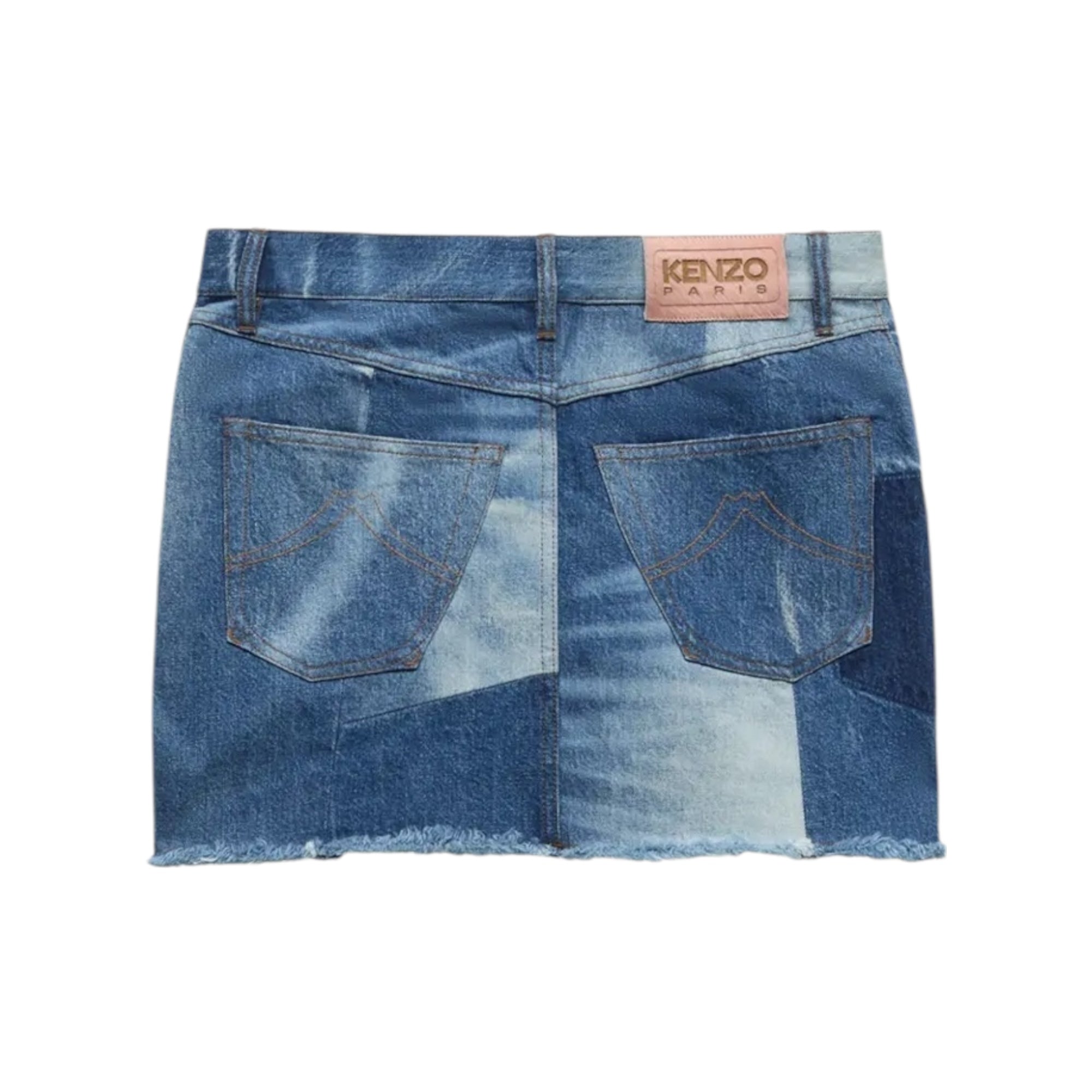 Jupe courte patchwork en denim japonais