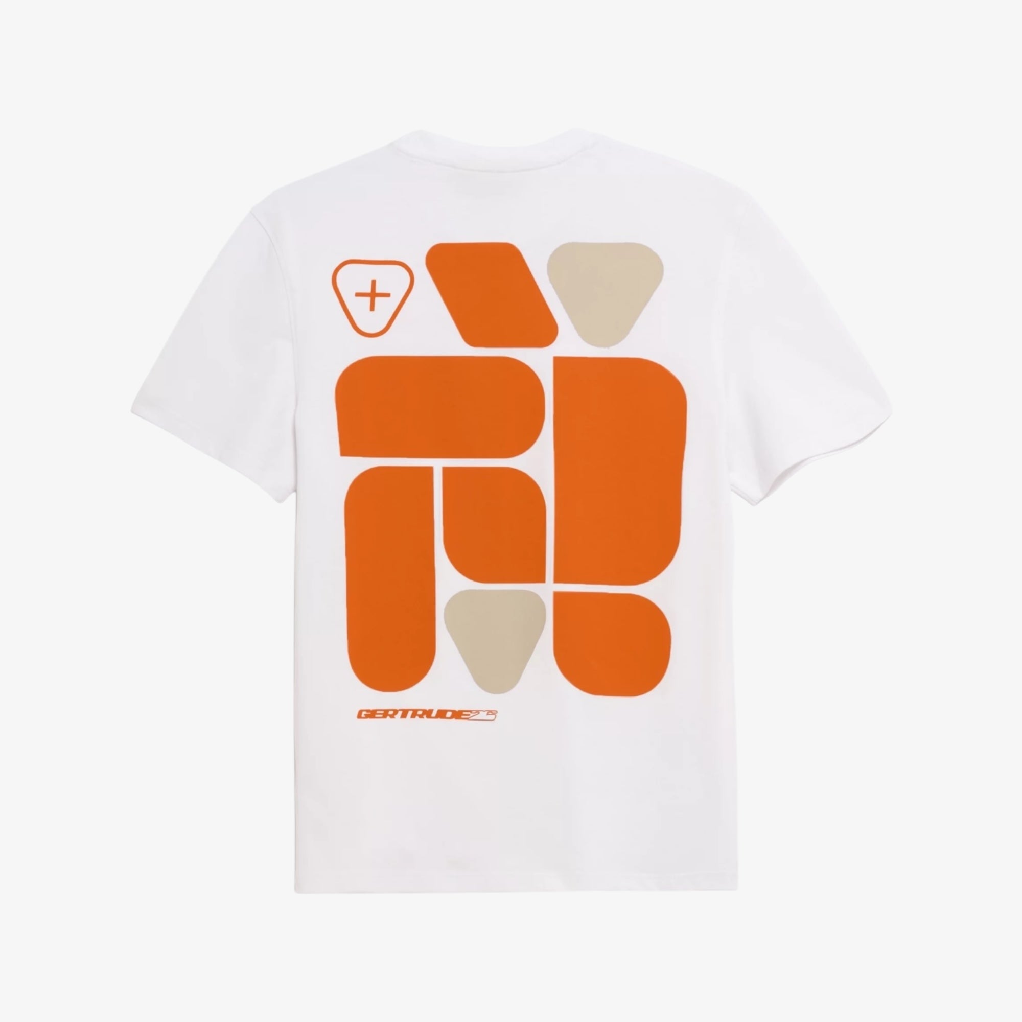 T-shirt Print Geometry Leonce Mixte Blanc/Orangette
