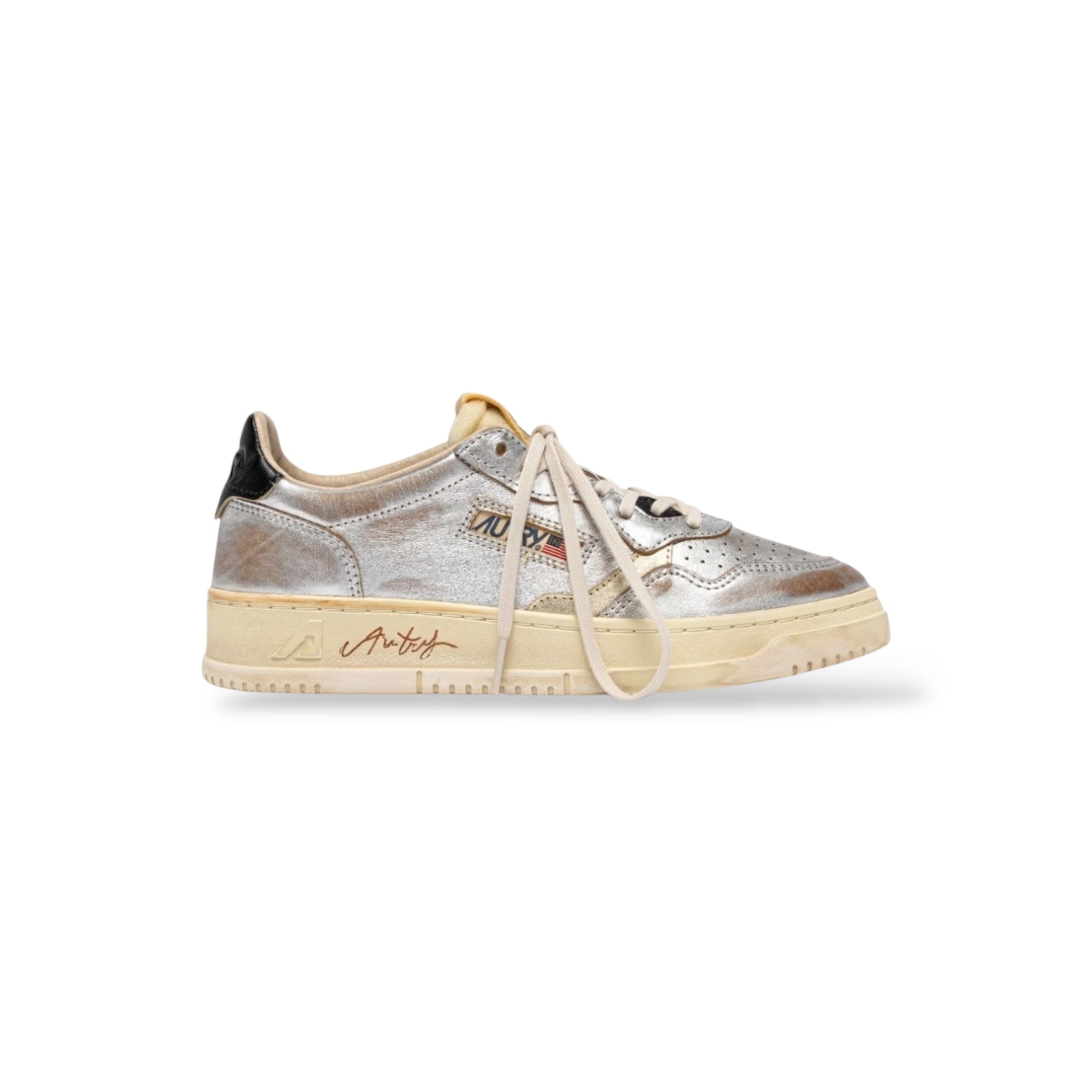 Baskets Medalist Low Super Vintage en cuir argent et noir