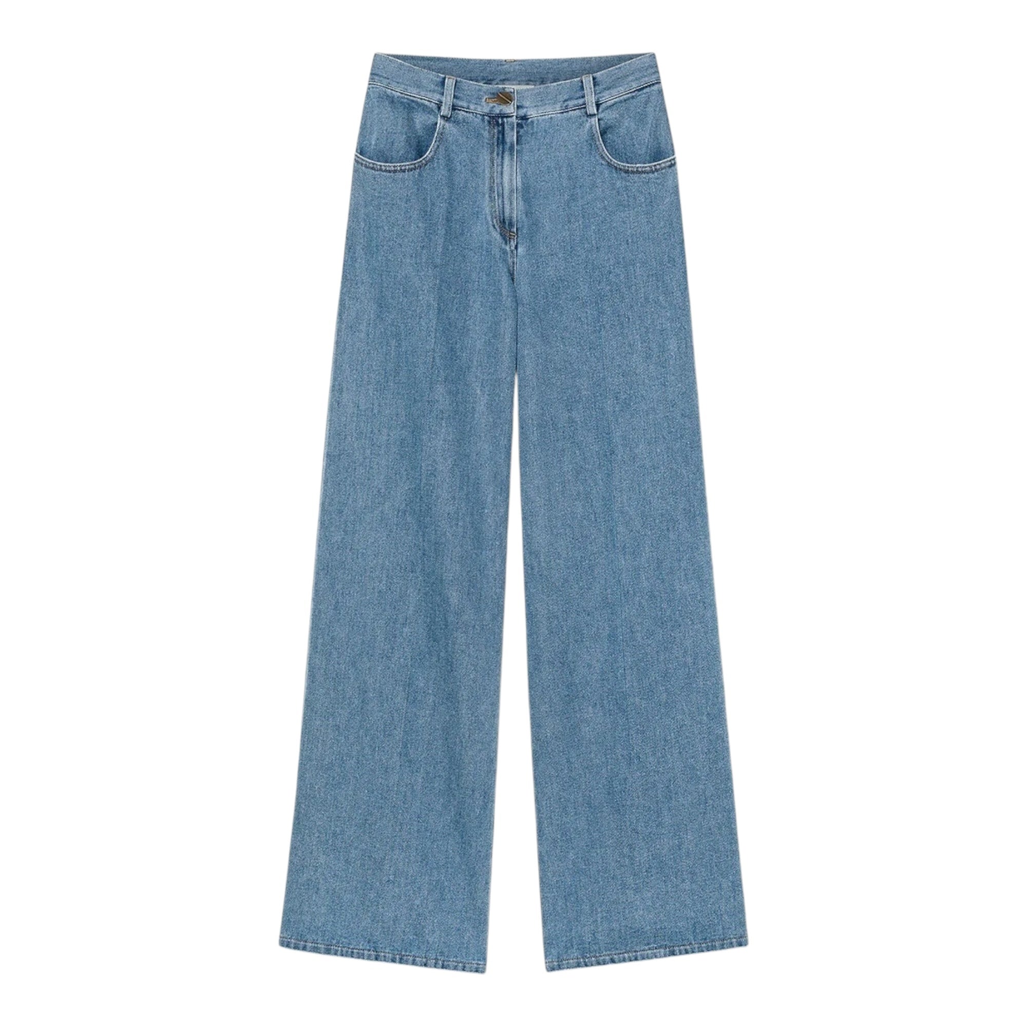 Pantalon 5 poches en denim cavalry celeste