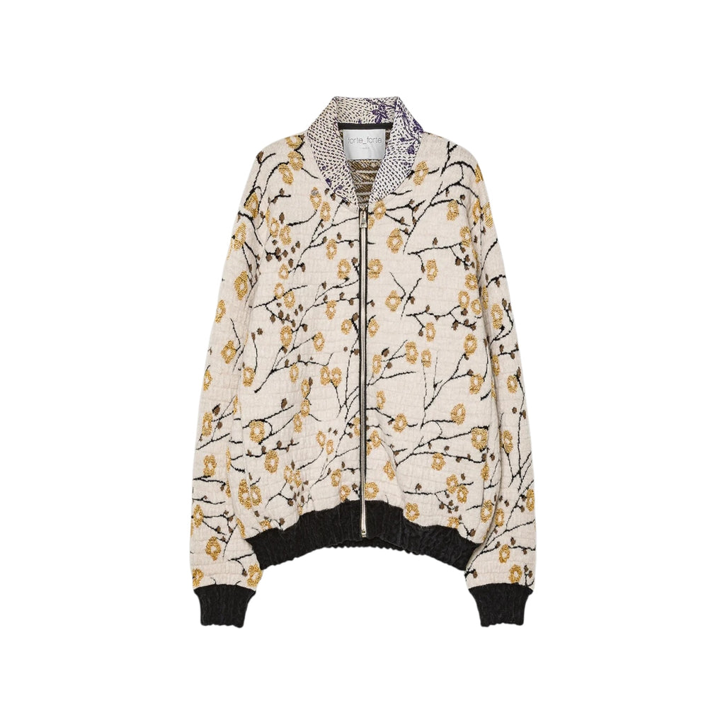 Blouson bombardier en jaquard “cherry blossom” mandorla