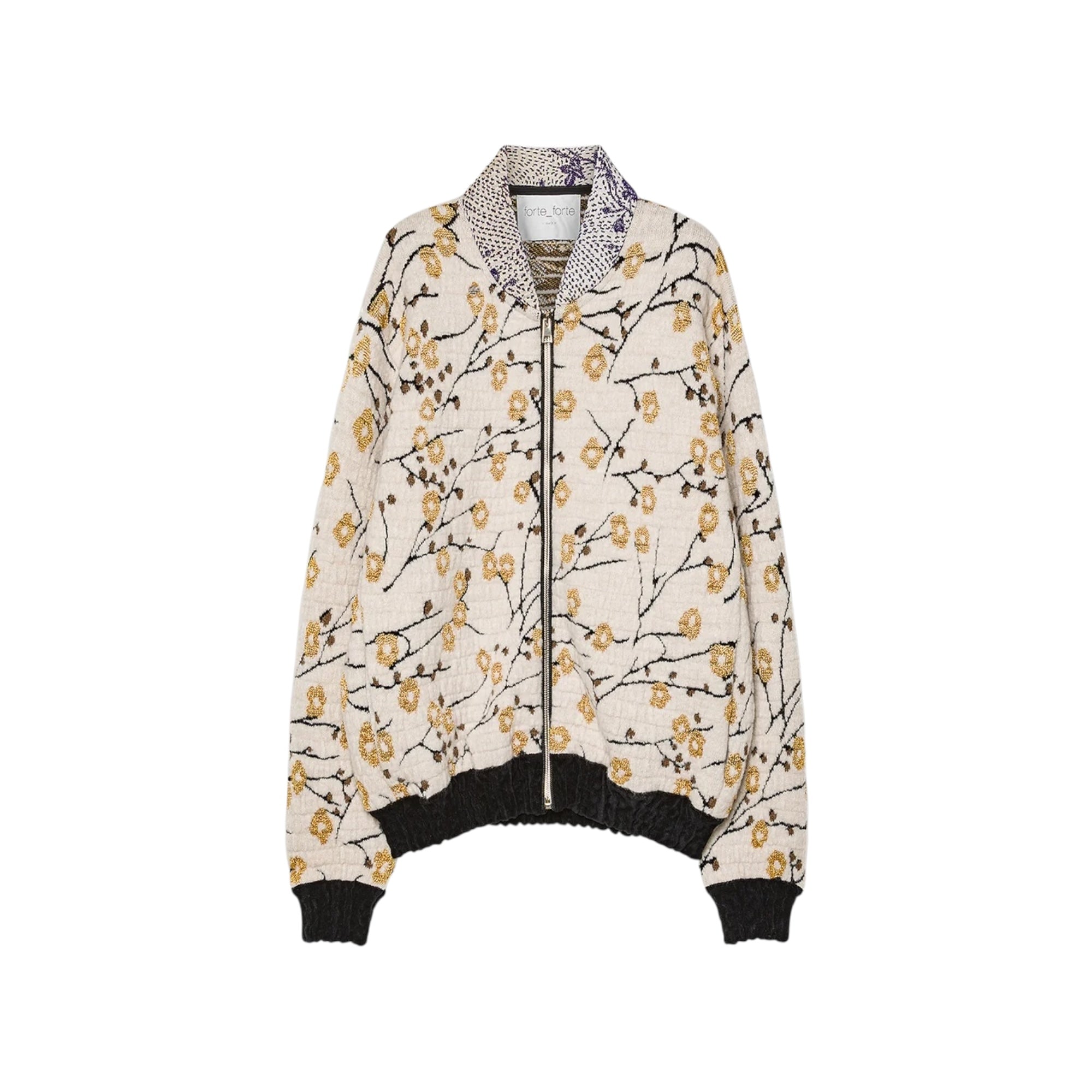 Blouson bombardier en jaquard “cherry blossom” mandorla