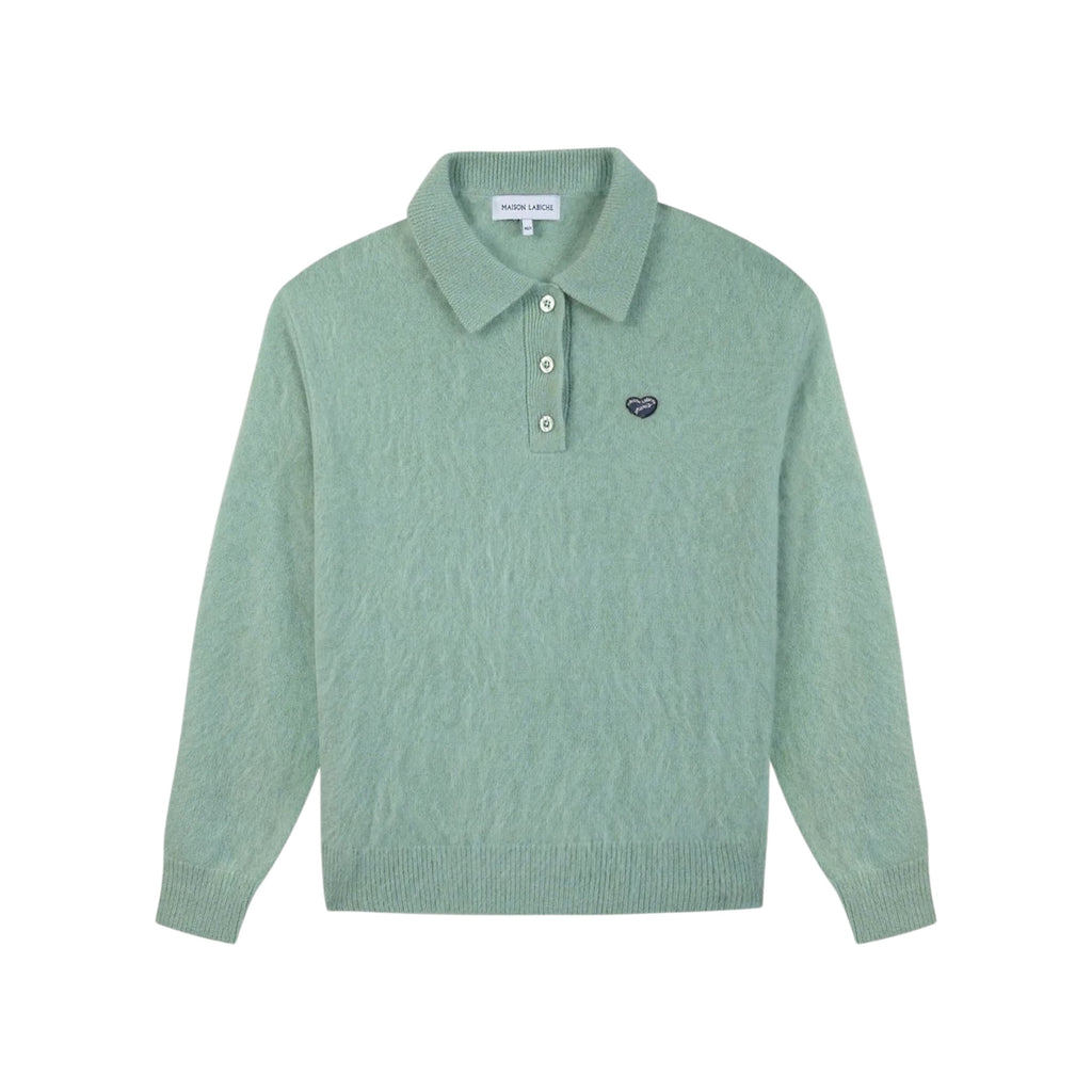 Pull polo Brazza patch cœur, laine et cachemire
