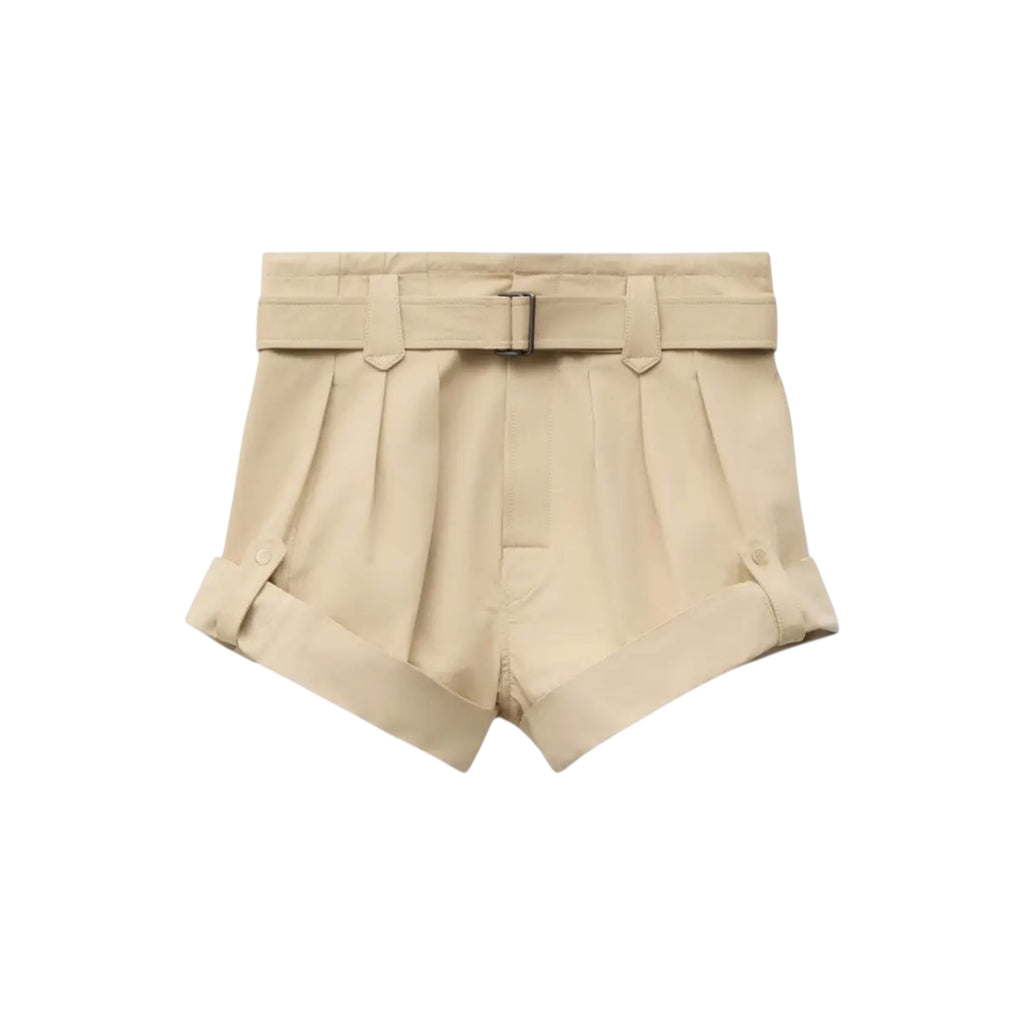 Short taille haute en sergé de coton