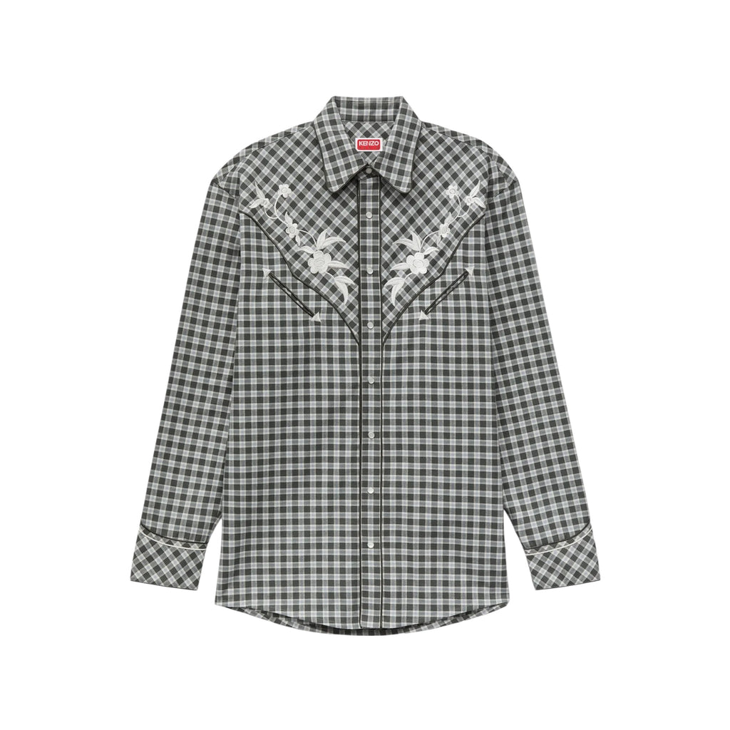 Chemise western brodée Kenzo Wildflower en coton et laine