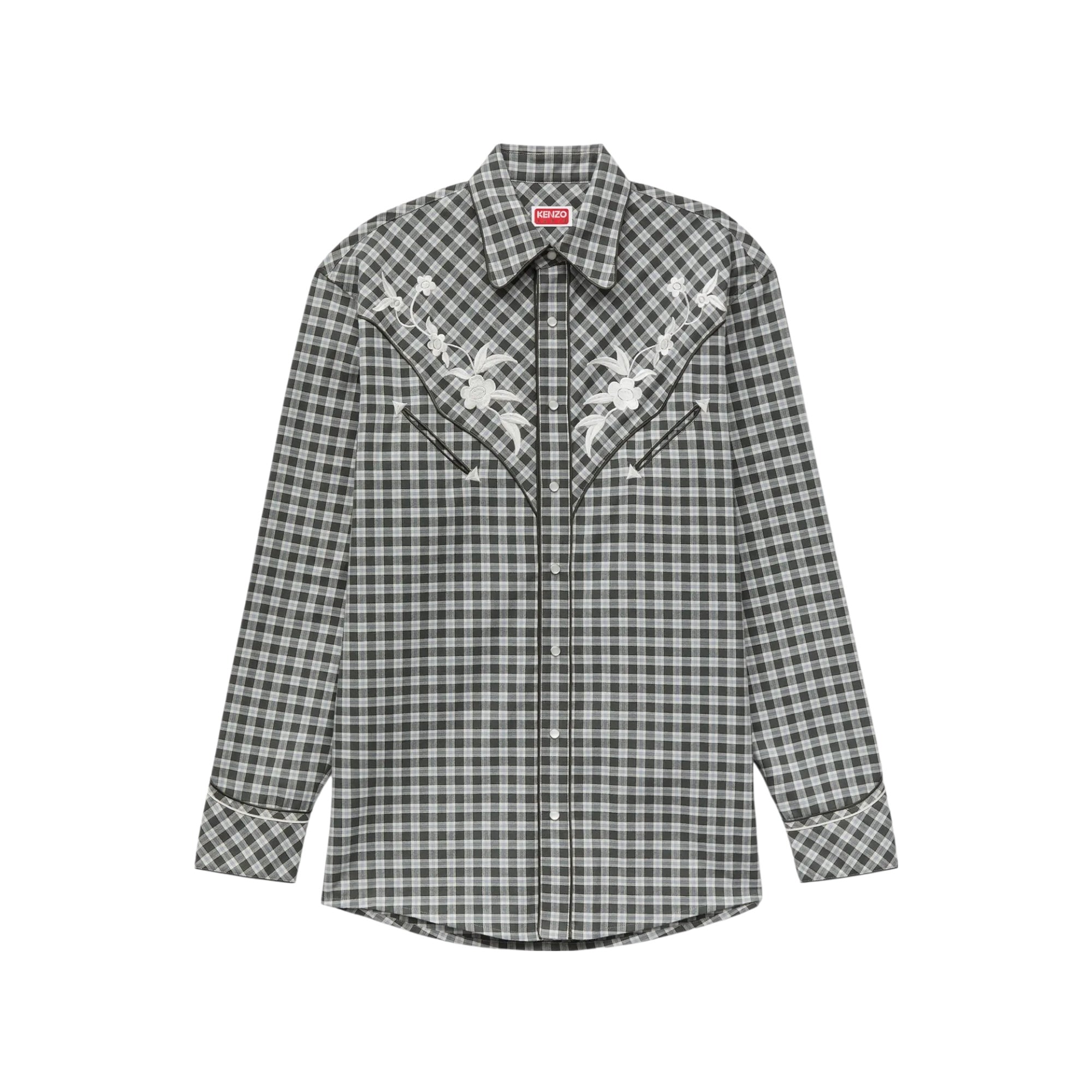 Chemise western brodée Kenzo Wildflower en coton et laine
