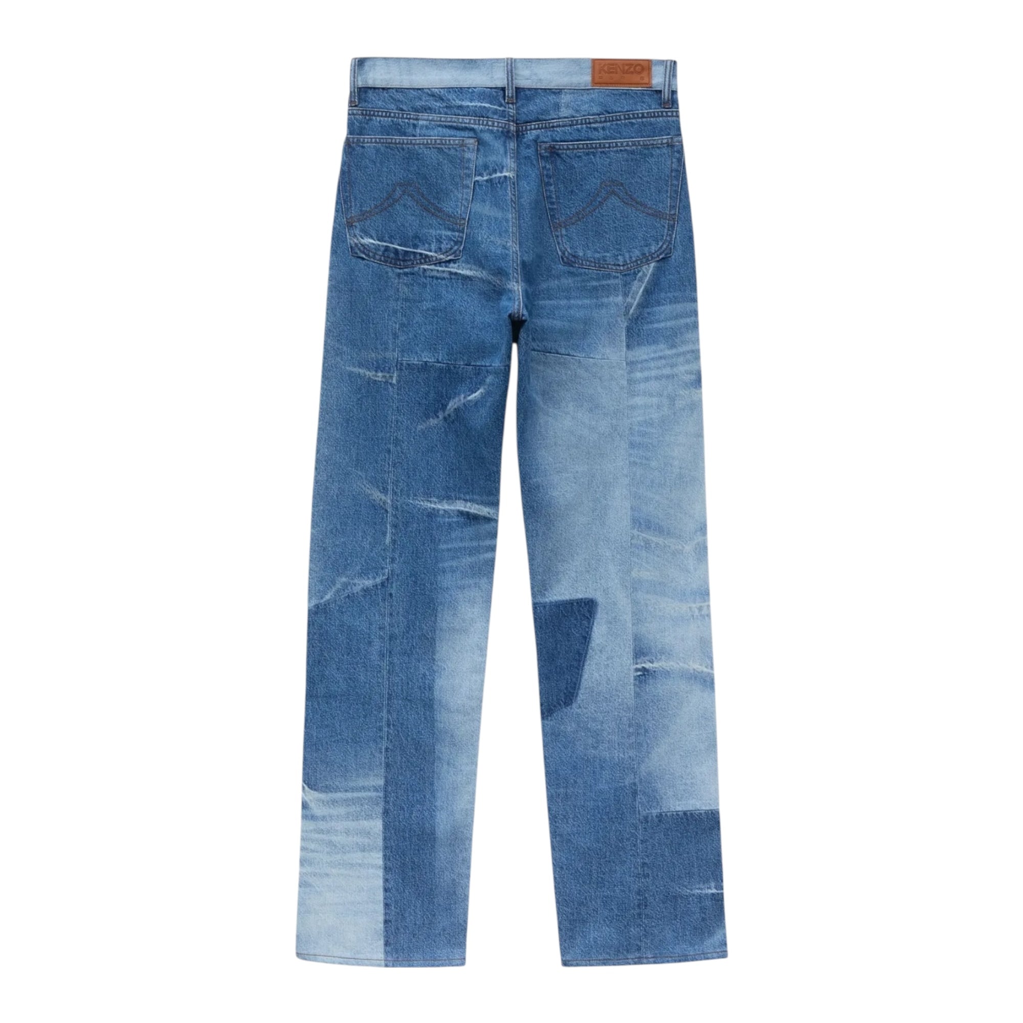 Jean droit patchwork en denim japonais