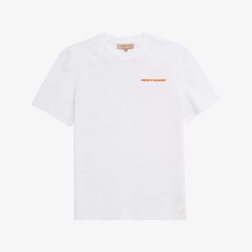 T-shirt Print Geometry Leonce Mixte Blanc/Orangette