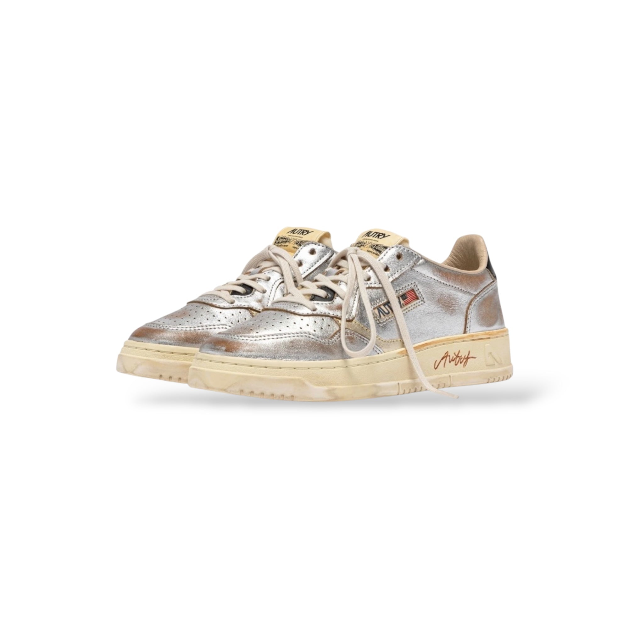 Baskets Medalist Low Super Vintage en cuir argent et noir
