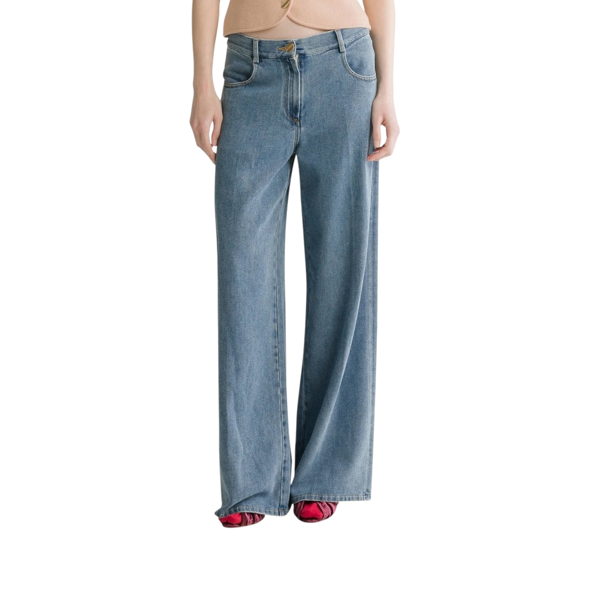 Pantalon 5 poches en denim cavalry celeste