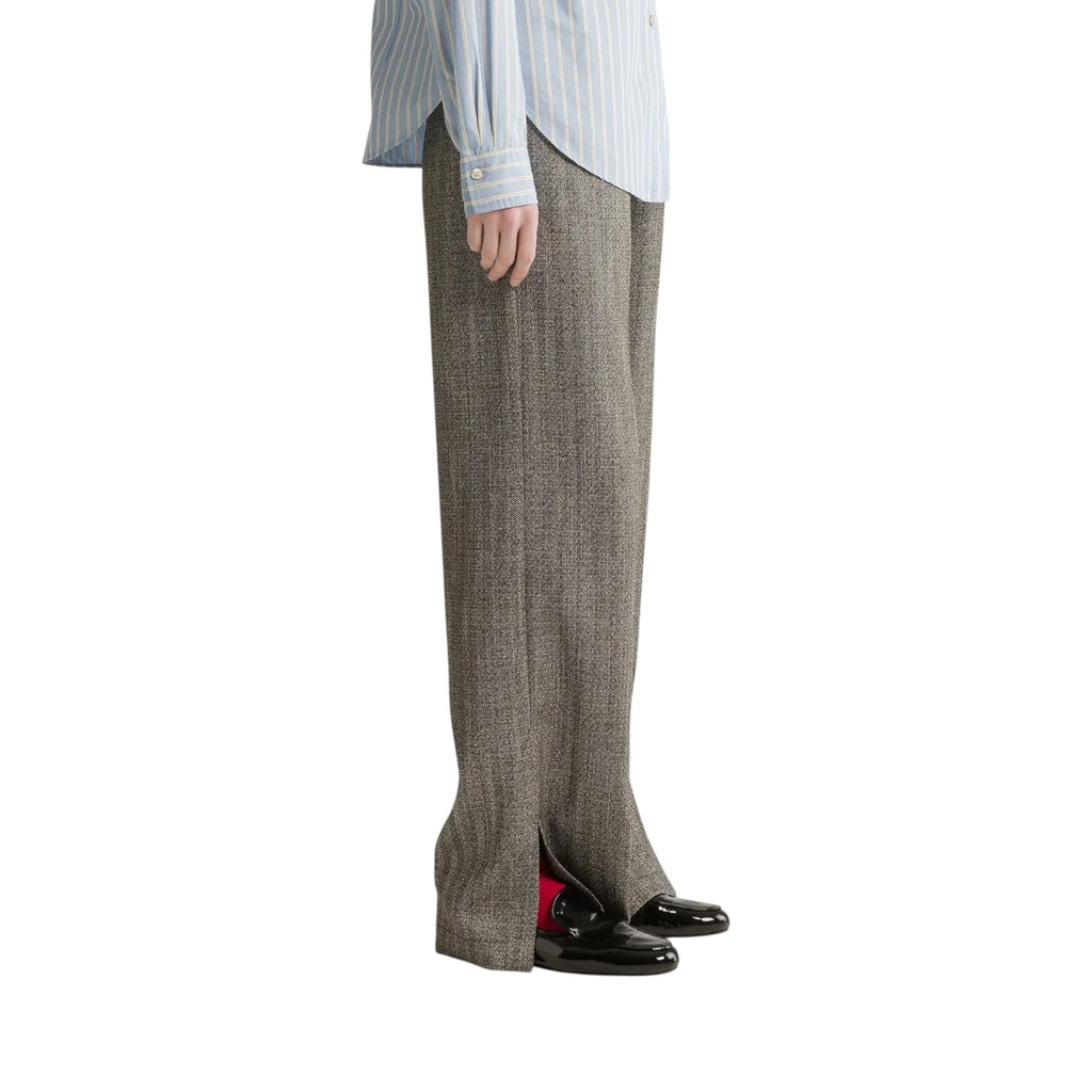Pantalon en jaspé à chevrons nero