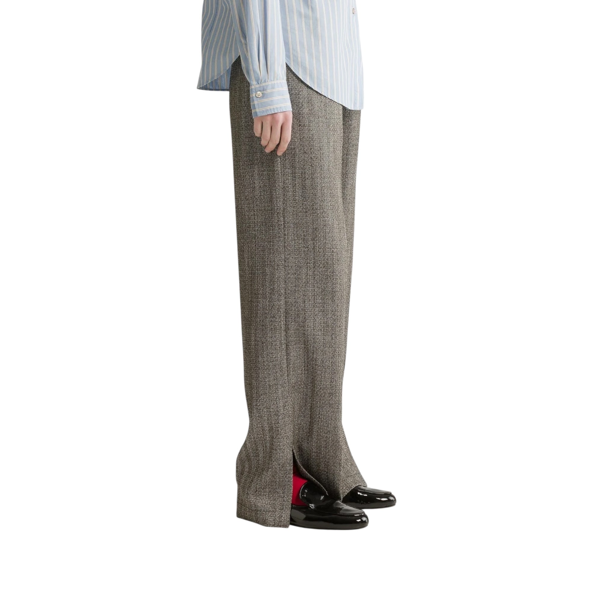 Pantalon en jaspé à chevrons nero