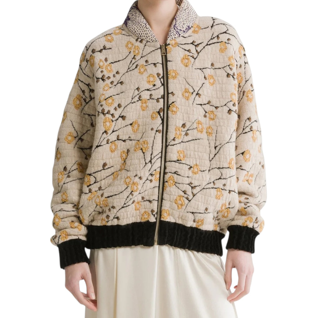 Blouson bombardier en jaquard “cherry blossom” mandorla