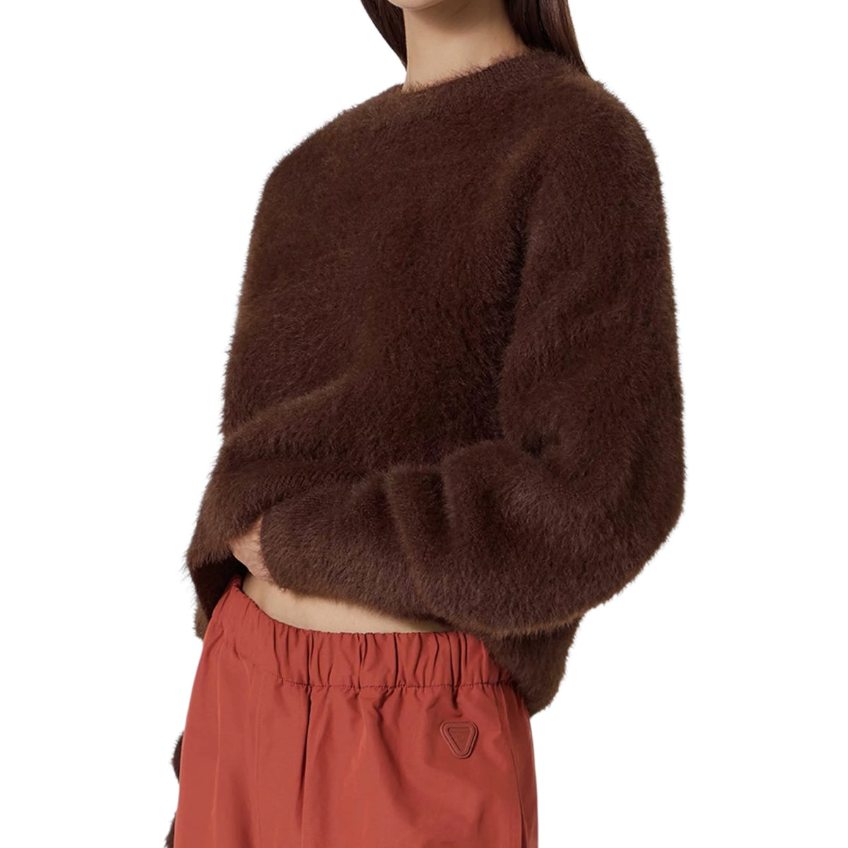 Pull col rond IDA maille brossée bourgogne