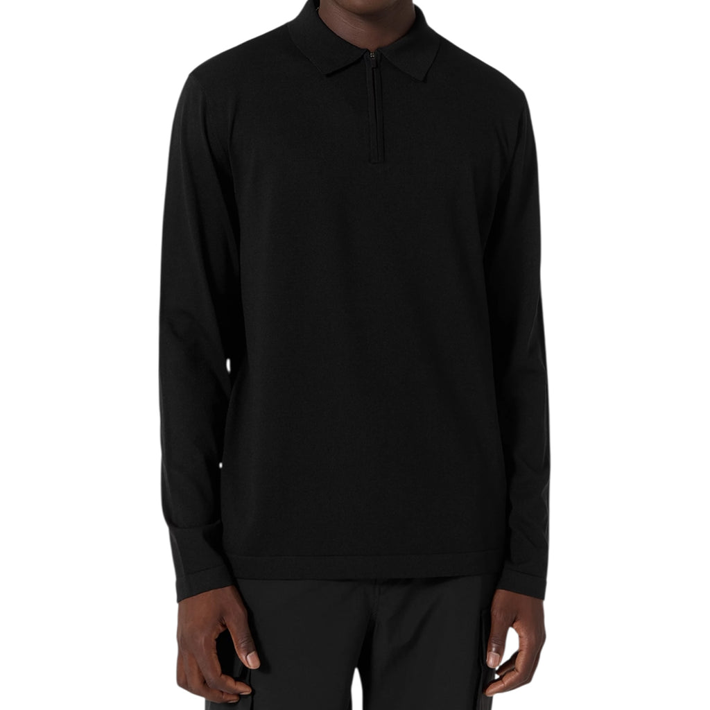 Polo Judson col zippé maille légère Black
