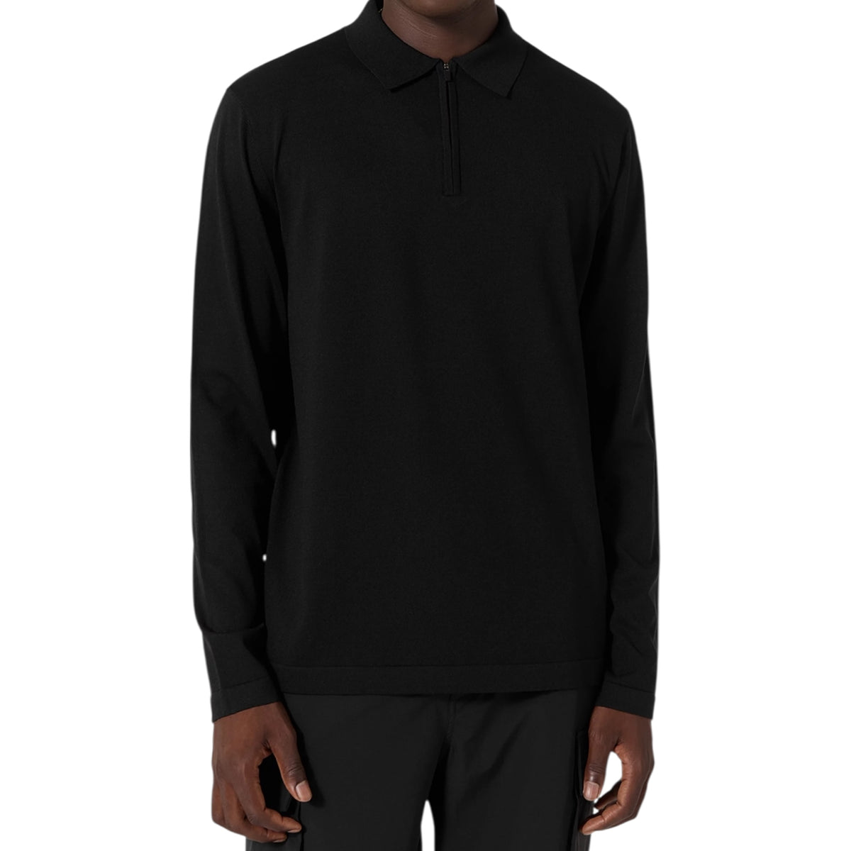 Polo Judson col zippé maille légère Black
