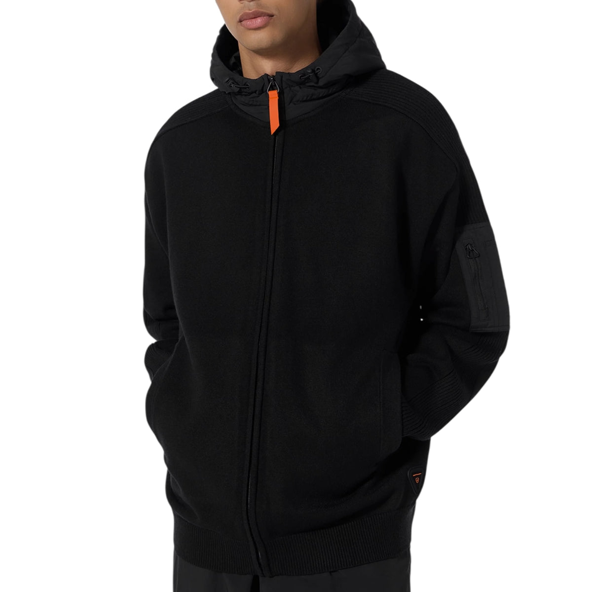 Veste à capuche en maille Seb Black