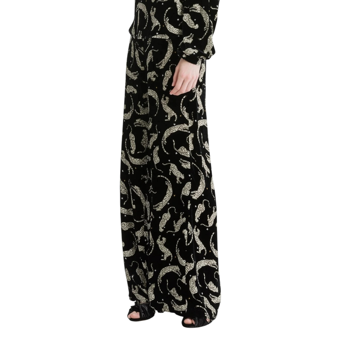 Pantalon en velours à imprimé “ royal leopard ” night