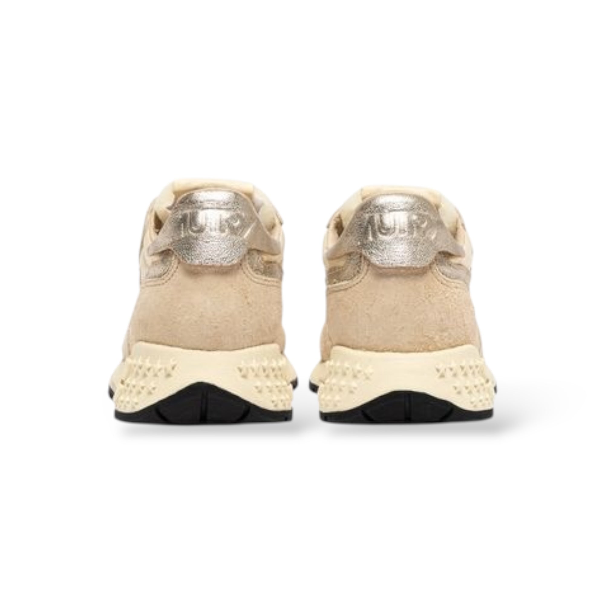 Baskets Reelwind en mesh, daim écru et cuir argent