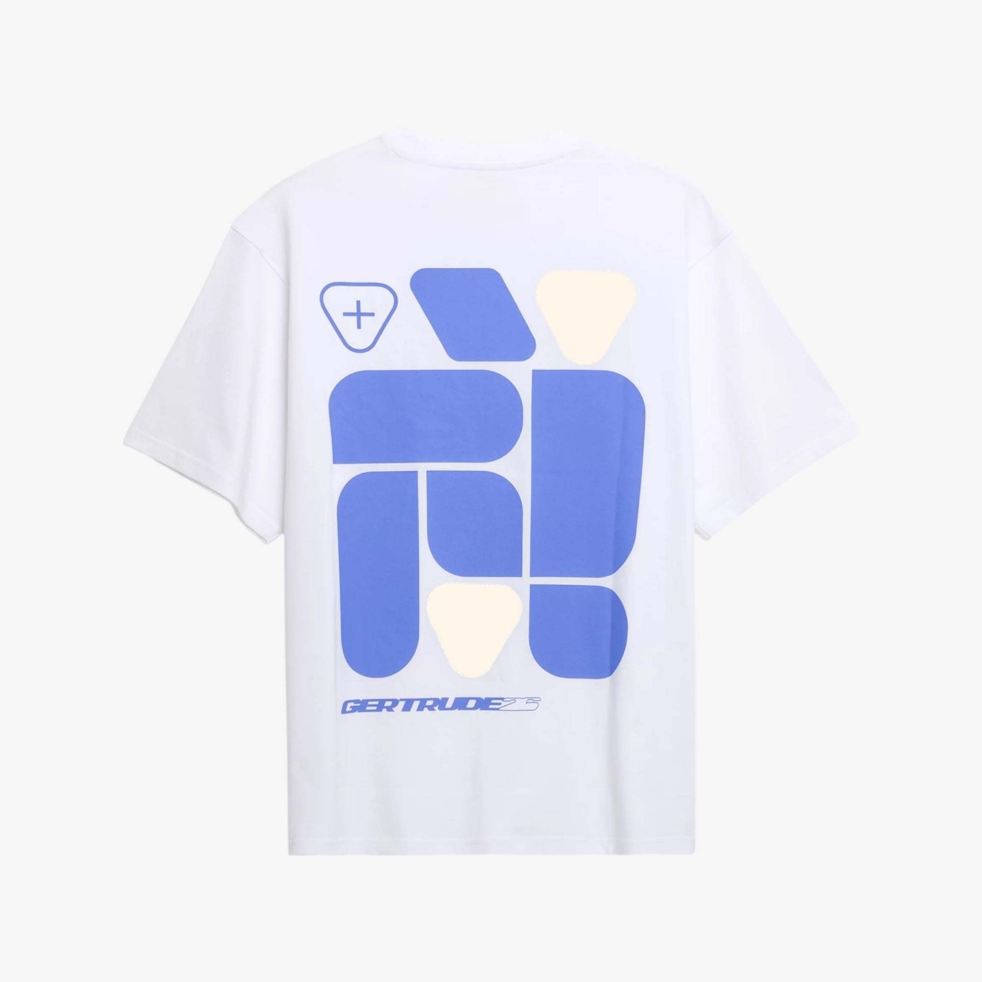 T-shirt Print Geometry Leonce Mixte Blanc/Saphir