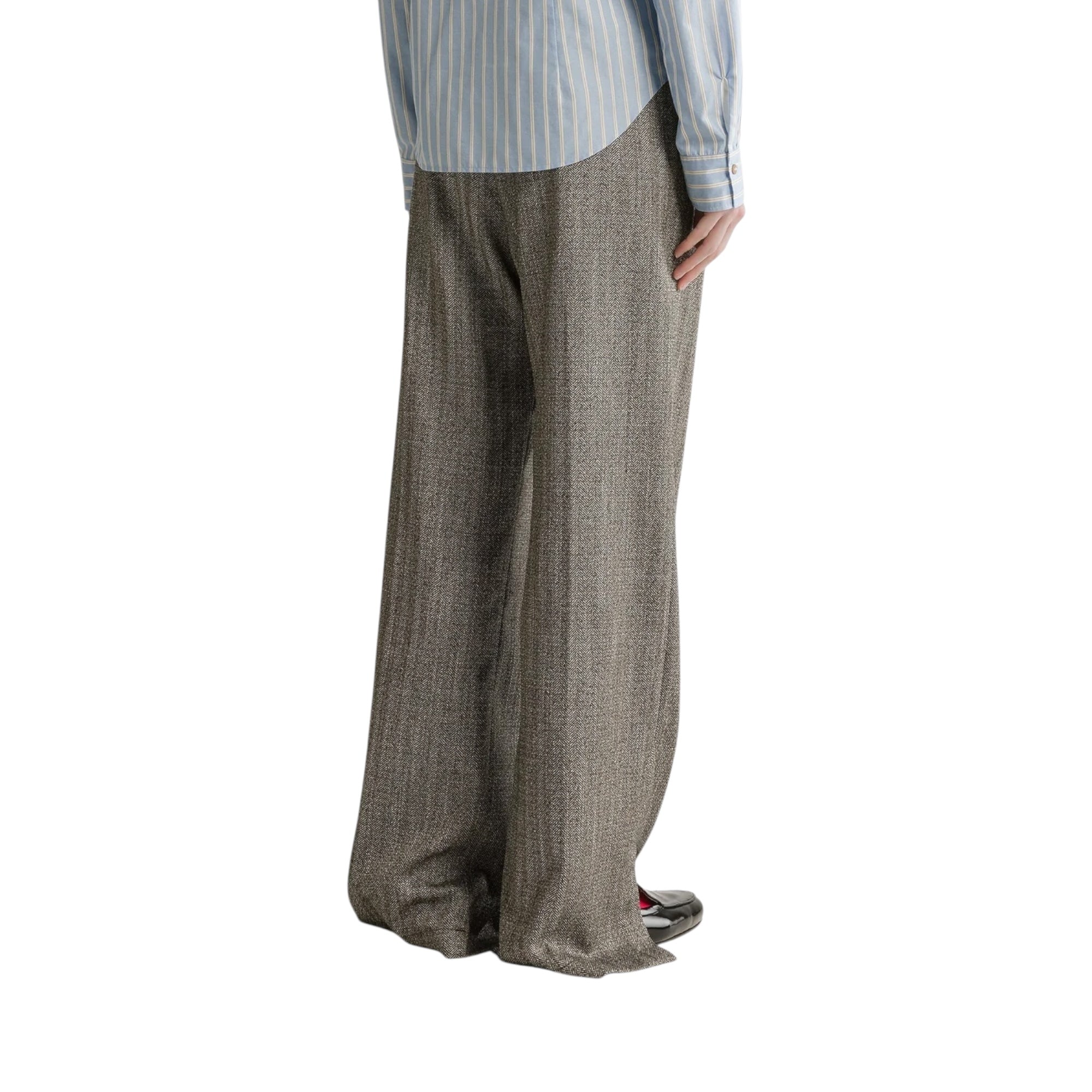 Pantalon en jaspé à chevrons nero