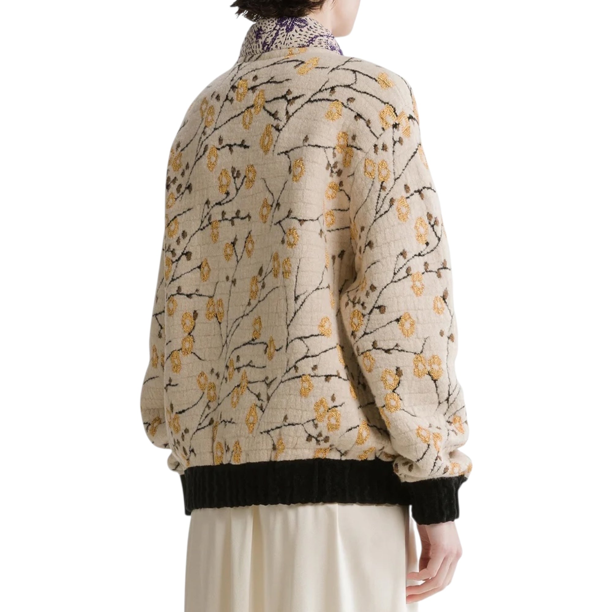 Blouson bombardier en jaquard “cherry blossom” mandorla