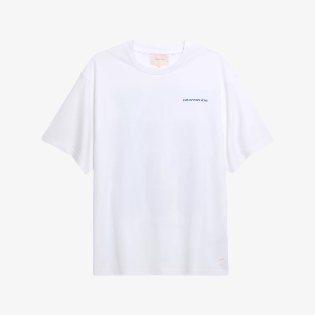 T-shirt Print Geometry Leonce Mixte Blanc/Saphir