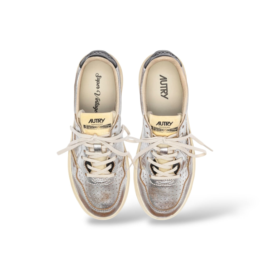 Baskets Medalist Low Super Vintage en cuir argent et noir
