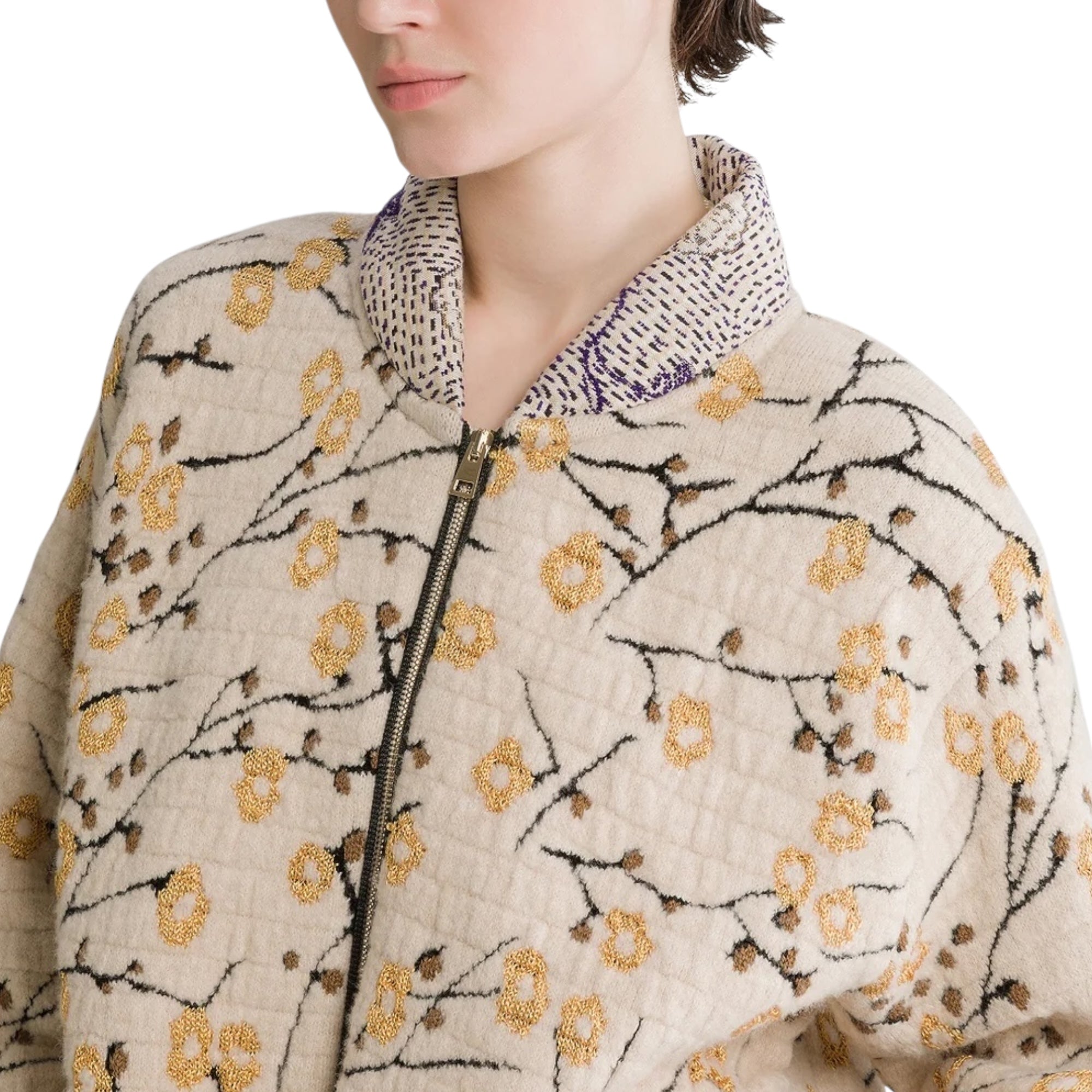 Blouson bombardier en jaquard “cherry blossom” mandorla